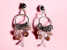 Load image into Gallery viewer, Clip On  pink ribbon Breast Cancer Awareness earrings
