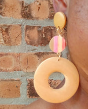 Load image into Gallery viewer, Large Minimalist Wooden Hoop Clip on Earrings
