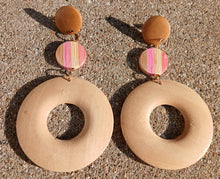 Load image into Gallery viewer, Large Minimalist Wooden Hoop Clip on Earrings

