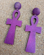Load image into Gallery viewer, Ankh Wooden Clip On Earrings
