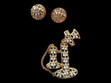 Load image into Gallery viewer, Vintage Lisner Daisy Earrings &amp; Rotary Phone Brooch Set, 1960s
