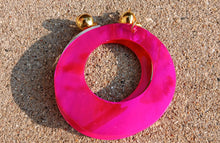 Load image into Gallery viewer, Handcarved Abalone Shell hoop Clip On Earrings Beach Boho Style
