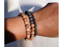 Load image into Gallery viewer, Mens wood bead layering Bracelet Set of 3
