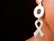 Load image into Gallery viewer, Clip On Breast Cancer Awareness rhinestone earrings
