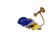 Load image into Gallery viewer, Vintage Pansy Flower Stud Clip On Earrings handpainted polymer
