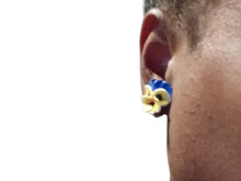 Load image into Gallery viewer, Vintage Pansy Flower Stud Clip On Earrings handpainted polymer
