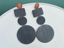 Load image into Gallery viewer, Minimalist Handmade Natural Wood Geometric Earrings (pierced ears) 6 inches
