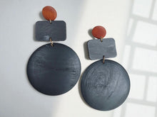 Load image into Gallery viewer, Minimalist Handmade Natural Wood Geometric Earrings (pierced ears) 4 inches
