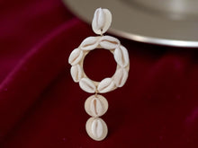 Load image into Gallery viewer, Handmade Clip On abstract Cowrie Shell Earrings
