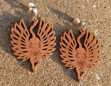Load image into Gallery viewer, Egyptian Bastet Cat Wooden clip on Earrings
