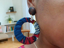 Load image into Gallery viewer, Afrocentric Ankara Fabric Hoop Clip on Earrings
