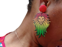 Load image into Gallery viewer, Clip on Conquering Lion Wooden Earrings
