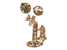 Load image into Gallery viewer, Vintage Lisner Daisy Earrings &amp; Rotary Phone Brooch Set, 1960s
