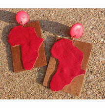 Load image into Gallery viewer, Handmade Genuine Red Leather Africa clip on Earrings
