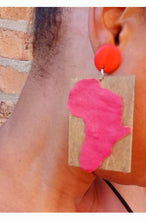 Load image into Gallery viewer, Handmade Genuine Red Leather Africa clip on Earrings
