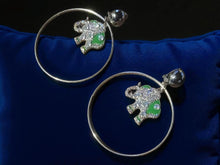 Load image into Gallery viewer, Handmade Rhinestone Lucky Elephant  hoop Clip On Earrings silver
