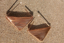 Load image into Gallery viewer, Rare Basket Style Gold Metal abstract wire Hoop Earrings pierced
