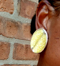 Load image into Gallery viewer, Vintage acrylic abstract Lemon Slice Pop Art Acrylic  Earrings Clip on
