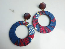Load image into Gallery viewer, Afrocentric Ankara Fabric Hoop Clip on Earrings
