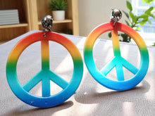 Load image into Gallery viewer, Pop Art Acrylic Peace Statement Earrings Clip on
