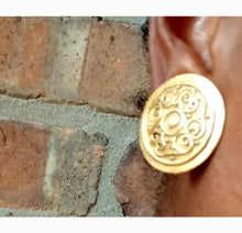 Load image into Gallery viewer, Vintage Gold Button Clip On Earrings 1980s
