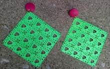 Load image into Gallery viewer, Giant Pop Art Neon Metal Square Earrings Clip on
