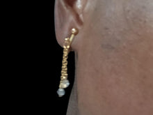 Load image into Gallery viewer, Vintage small forever gold and crystal dangle Clip On Earrings 1970s
