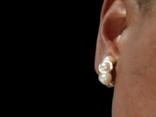 Load image into Gallery viewer, Vintage small faux pearl huggie Clip On Earrings 1980s

