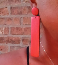 Load image into Gallery viewer, Handmade red  Wood Clip On Dangle Earrings
