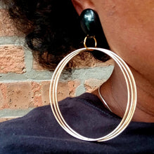 Load image into Gallery viewer, Handmade gold Metal and acrylic Multi Hoop Clip On Earrings
