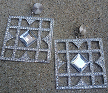 Load image into Gallery viewer, Giant Runway Rhinestone Clip On Earrings, 5 inch
