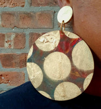 Load image into Gallery viewer, Extra large Abstract Handpainted Wood Clip On Earrings
