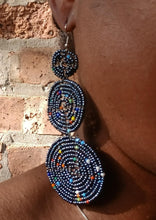 Load image into Gallery viewer, Vintage Hand beaded Maasai Dangle Earrings black

