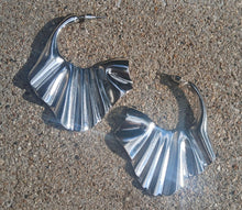 Load image into Gallery viewer, Rare  Fulani Basket Style Silver Metal Hoop Earrings
