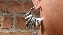 Load image into Gallery viewer, Rare  Fulani Basket Style Silver Metal Hoop Earrings
