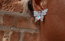 Load image into Gallery viewer, Rhinestone Butterfly Stud Cluster Clip On Earrings gold
