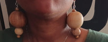 Load image into Gallery viewer, Rare Super Giant handmade wooden ball Earrings 4 inch
