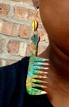 Load image into Gallery viewer, Handpainted Afrocentric Afro Pick Earrings
