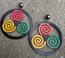 Load image into Gallery viewer, Large abstract Boho Clip On Dangle Earrings
