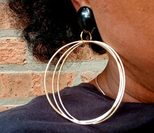 Load image into Gallery viewer, Handmade gold Metal and acrylic Multi Hoop Clip On Earrings
