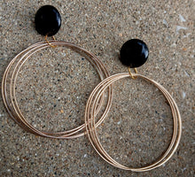Load image into Gallery viewer, Handmade gold Metal and acrylic Multi Hoop Clip On Earrings
