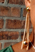Load image into Gallery viewer, Handmade Gold Metal Ball and Chain Clip On Earrings gold

