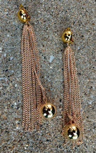 Load image into Gallery viewer, Handmade Gold Metal Ball and Chain Clip On Earrings gold
