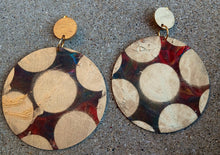 Load image into Gallery viewer, Extra large Abstract Handpainted Wood Clip On Earrings
