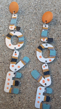 Load image into Gallery viewer, Clip On handmade handpainted Love wood design Dangle Earrings Rare

