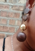 Load image into Gallery viewer, Light boho Wooden Ball  Clip On  Earrings handmade
