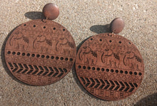Load image into Gallery viewer, Large Lucky African elephant Wooden Clip on Earrings
