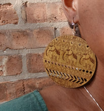 Load image into Gallery viewer, Large Wooden Lucky African Elephant Earrings
