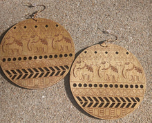 Load image into Gallery viewer, Large Wooden Lucky African Elephant Earrings
