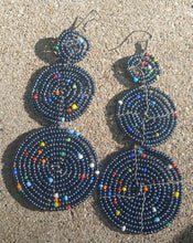 Load image into Gallery viewer, Vintage Hand beaded Maasai Dangle Earrings black
